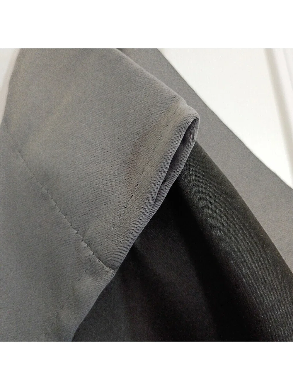 Gray Long curtains with Black Lining